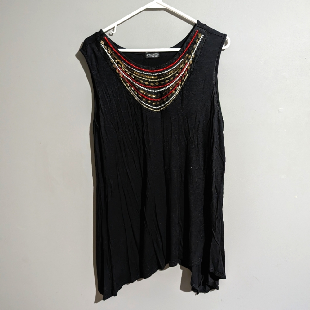 Clientel Sleeveless blouse with beaded neckline